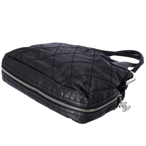 CHANEL Wild Stitch Expandable Frame Tote Bag Black Leather - Picture 4 of 7